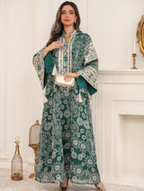 Women’s Embroidered Abaya for Party | Elegant Muslim Jalabiya Morocco Kaftan