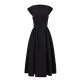 Women's French Style Backless Midi Dress