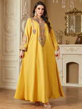 Luxuriöses muslimisches Stickerei-Kleid für Frauen | Elegante Party-Abaya und marokkanischer Kaftan