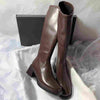 Women Vintage Knee-High Block Heel Boots with Side Zipper