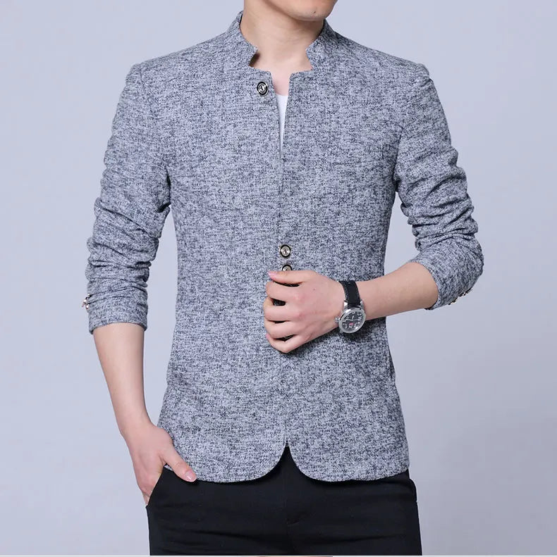 Der Seoul Heritage Blazer: Karierter Herrenanzug im koreanischen Stil – Winterliche, mit Fleece gefütterte, verdickte Jacke