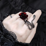 Retro Goth Red Rose Ring for Women – Punk Personality Flower Finger Ring