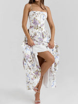 Geblümtes Midi-Sommerkleid – Elegantes Spaghettiträger-Kleid mit fließendem Schnitt