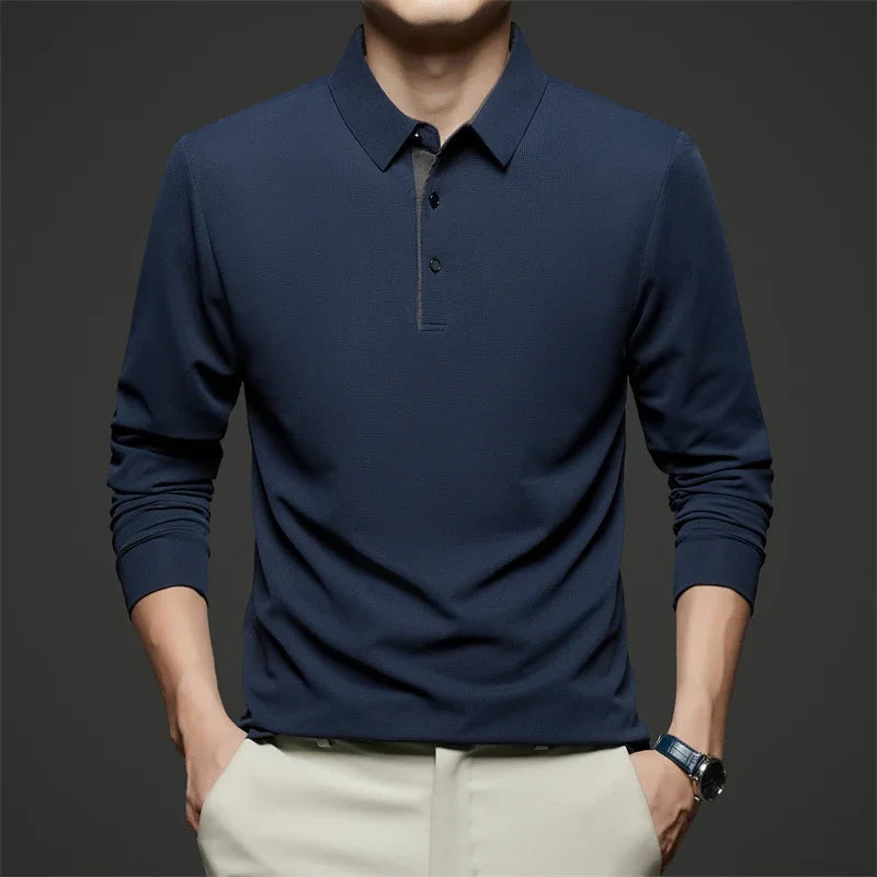Herren Langarm-Poloshirt – Business Casual Uni-Oberteil