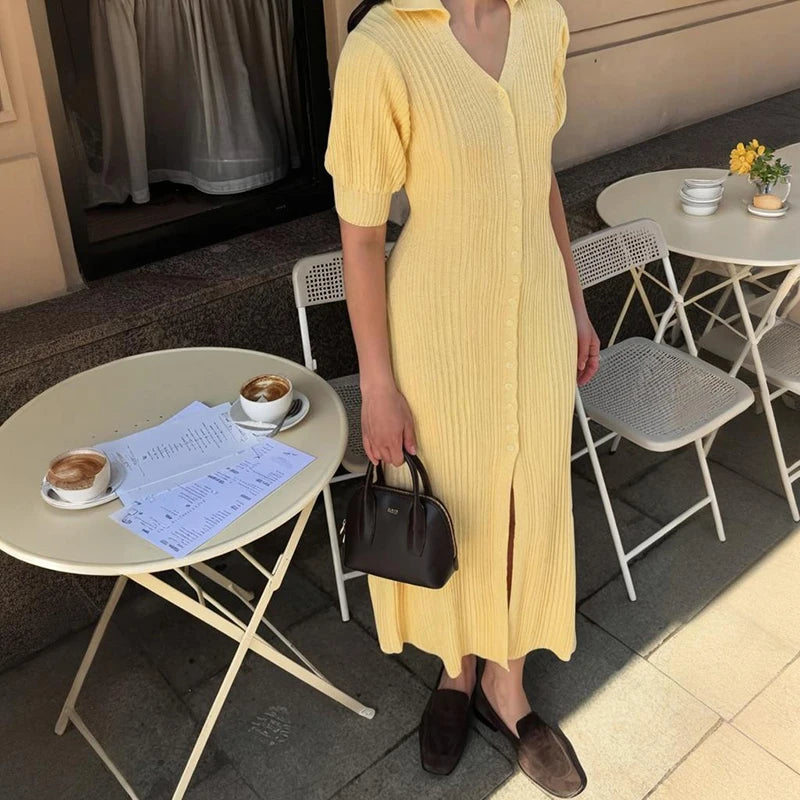 Mode-Cardigan langes Strickkleid für Damen | Eleganter Sommer-Strickmaxi
