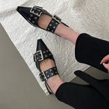 Damen Luxus-Spangenschuhe – Designer Flats mit spitzer Zehe und Schnalle