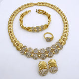 Neuestes italienisches Goldschmuck-Set für Damen – Luxuriöses afrikanisches Statement-Halskette und Ohrringe