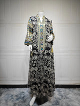 Women’s Embroidered Abaya for Party | Elegant Muslim Jalabiya Morocco Kaftan