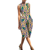 African Print Jumpsuit for Women | Sleeveless Bazin Riche Knee-Length Romper