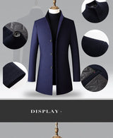 Herren koreanischer Mode Trenchcoat – Business Casual Stehkragen Langer Slim Fit Winter Windbreaker