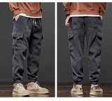 Men’s Winter Fleece Corduroy Cargo Pants – Thick Warm Work Trousers