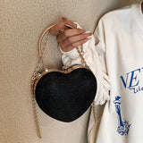 Luxury Heart-Shape Metal Evening Clutch | Shiny Fashion Chain Shoulder Bag
