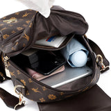 Luxury High-Quality Leather Women's Backpack | Designer Fashion Printing Bag
