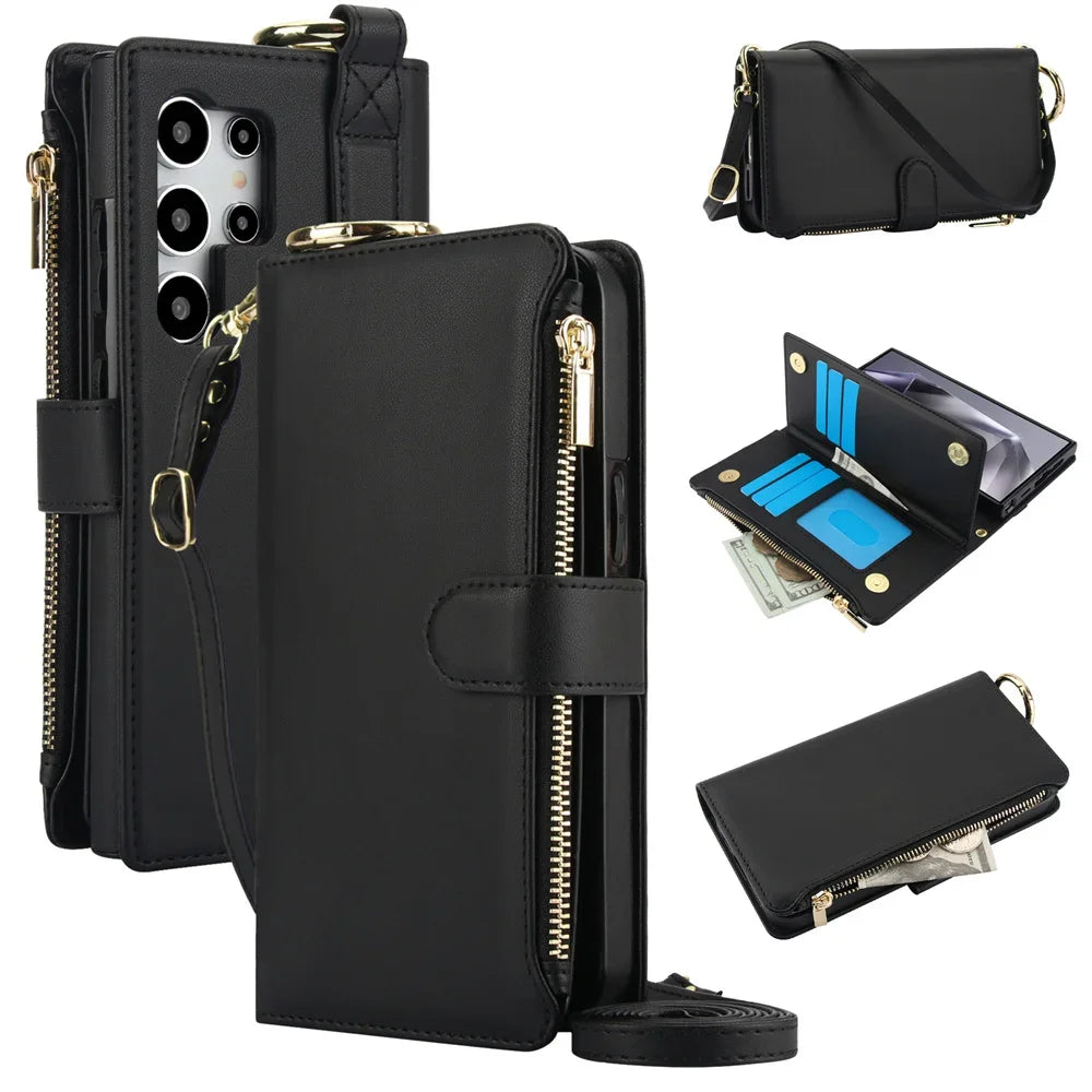 Crossbody Wallet Case with Lanyard for Samsung Galaxy S26 S25 S24 S23 Ultra