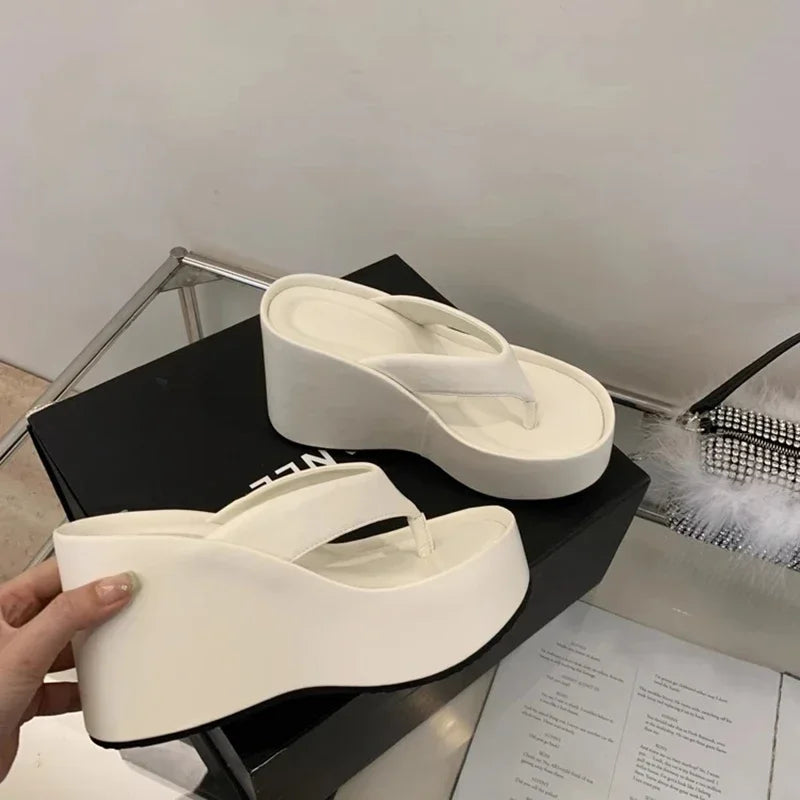 Designer Summer Chunky Slippers – Fashion Platform Wedge Sandals