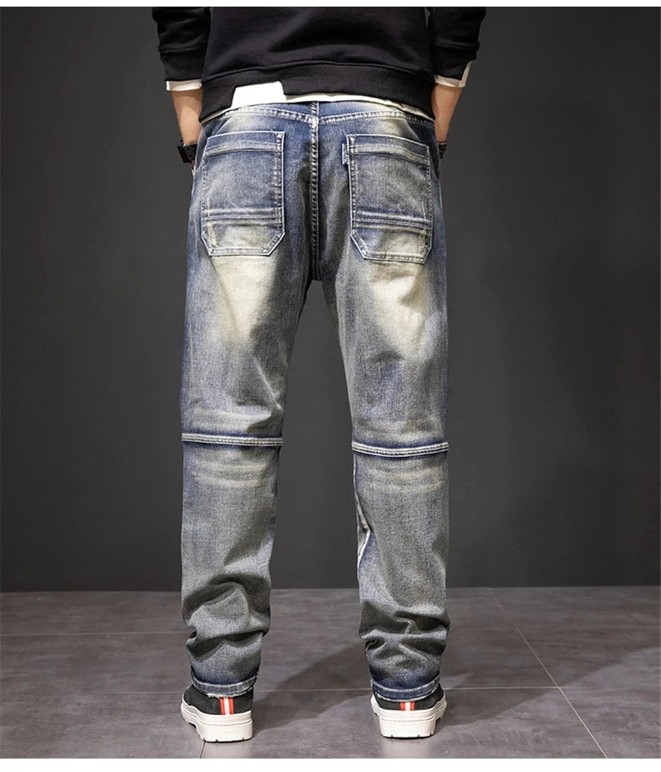 Herren Retro Punk Street Jeans | Modische Used-Denim-Hose