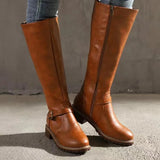 Women’s Punk Buckle Platform Knee-High Side-Zip Riding Boots