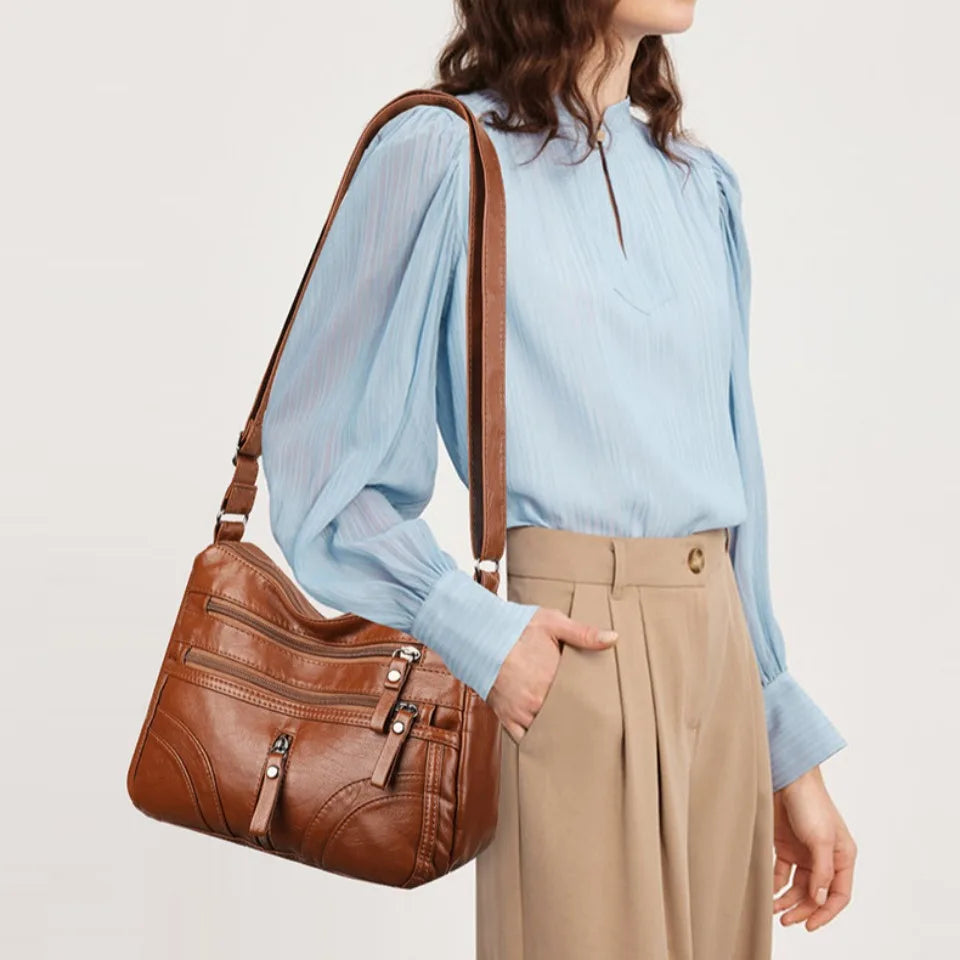 Matching-All Kunstleder-Messenger Bag | Premium PU-Umhängetasche für Damen