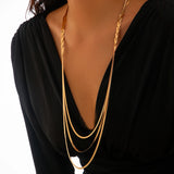 Vintage Multilayer Snake Chain Necklace for Women – 18K Gold Plated Herringbone Chain