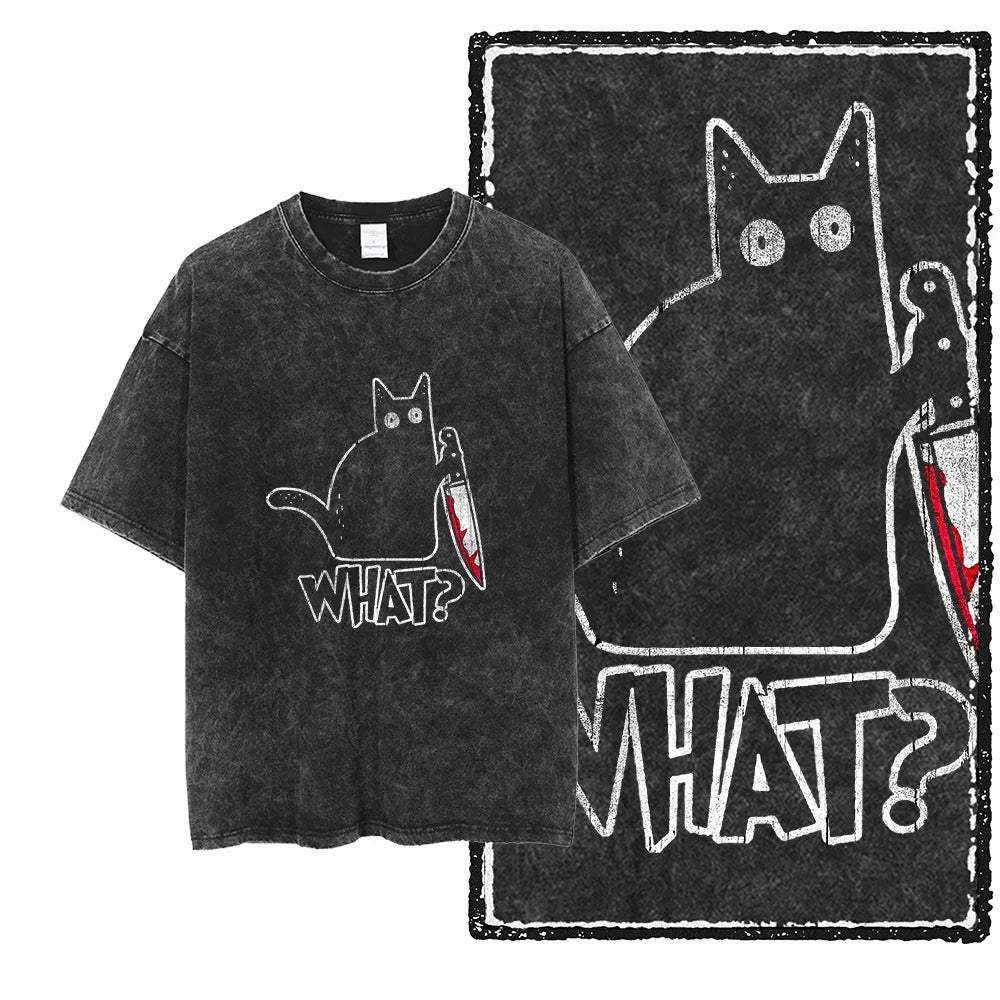 Acid Washed Cat Graphic T-Shirt | Unisex Exclusive Streetwear Tee