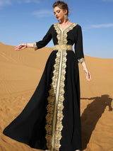 Das Spitzenkleid „Lumiere“ – Signature Dubai Arab Abaya – Bestickter Kaftan aus Spitze (Boutique)