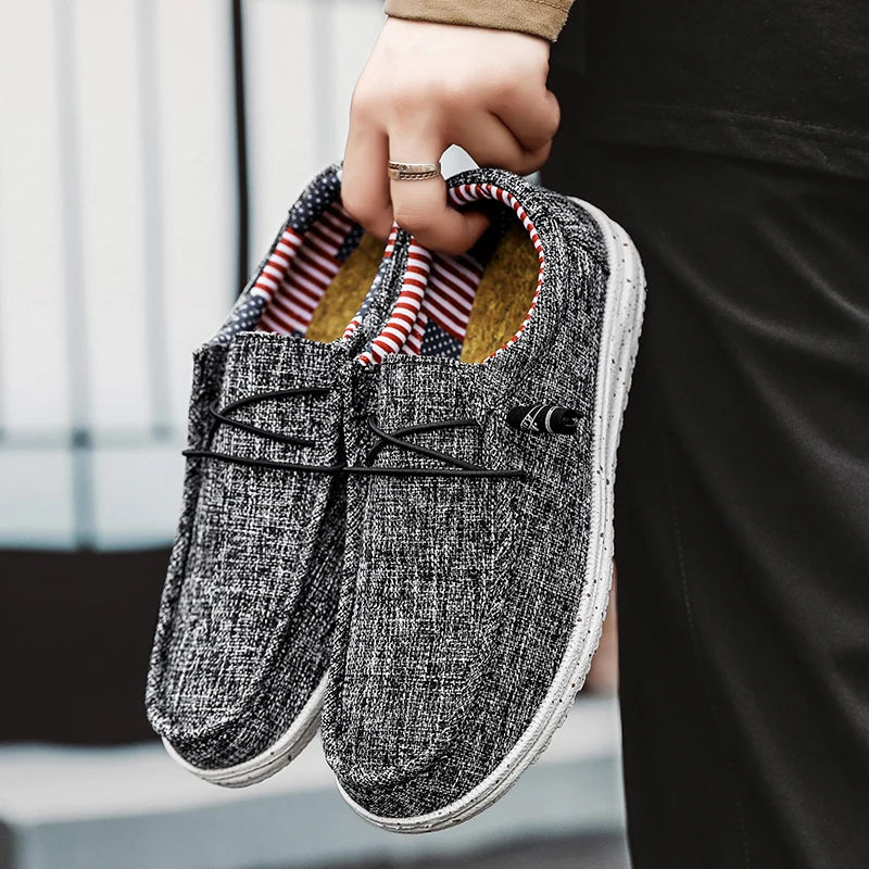 Men's Canvas Casual Shoes – Breathable Slip-On Loafers for Men