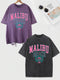The Malibu Retro Tee: Sun-Washed Cotton Graphic T-Shirt with Vintage Lettering
