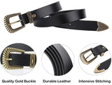 Western Women's Genuine Leather Belt – Classic Metal Pin Buckle Waistband