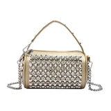 Luxuriöse Zylinder-Strass-Schultertasche | Handgefertigte Kristall-Kissen-Umhängetasche