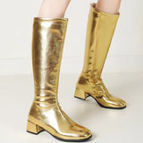 Damen kniehohe Stiefel – Winterstiefel mit niedrigem Absatz