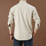 Men’s Pure Cotton Loose Fit Long Sleeve Tooling Cargo Shirt
