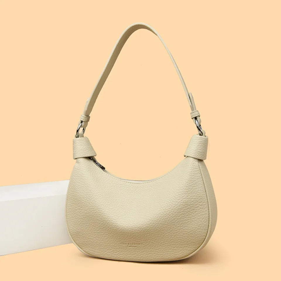 Die Lichi-Crescent Silhouette Zwei-Riemen Soft PU-Leder Umhängetasche