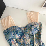 The "Laredo" American Retro Camisole | Vintage Floral Lace-Spliced Strap Top