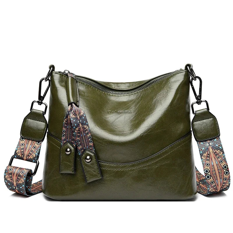 Vintage Oil Wax Leather Crossbody Bag | Large Capacity Hobo Shoulder Purse