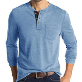 Europäische und amerikanische Herren Langarm Rundhals-T-Shirts Amazon Herren Base Layer Top Außenhandel Herren T-Shirt Henry-Kragen