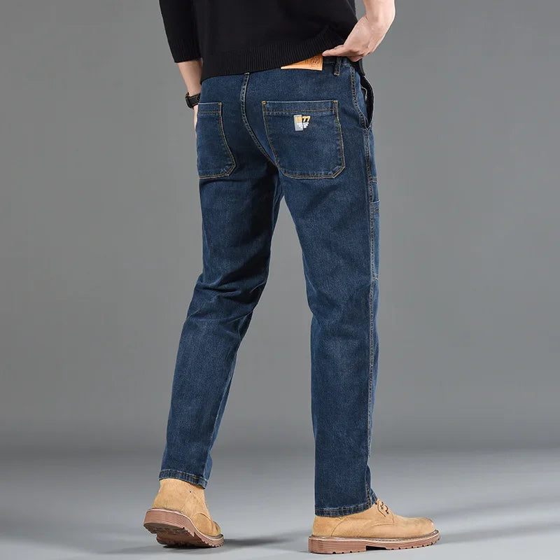 Korean Style Slim Fit Jeans | Men's Comfortable Gray Straight Leg Denim