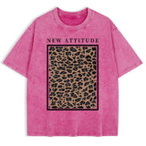 Damen Oversized Washed Cotton Top mit auffälligem Leopardenprint
