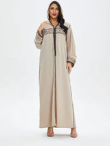 Elegante türkische Kapuzen-Abaya für Damen | Marokkanischer Kaftan und islamisches Hijab-Kleid