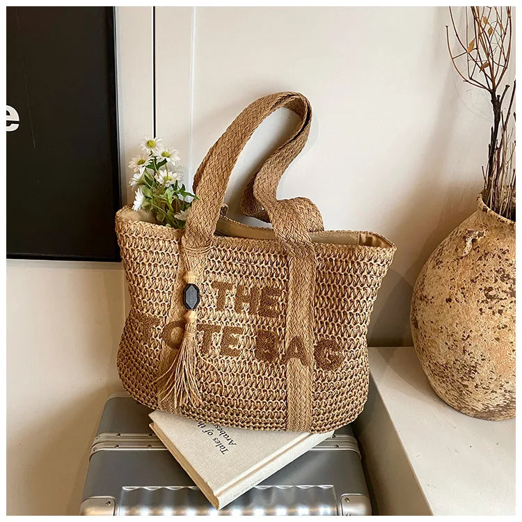 Hand-Woven Summer Tote Bag | Fashion Handmade Large Capacity Shopping Handbag