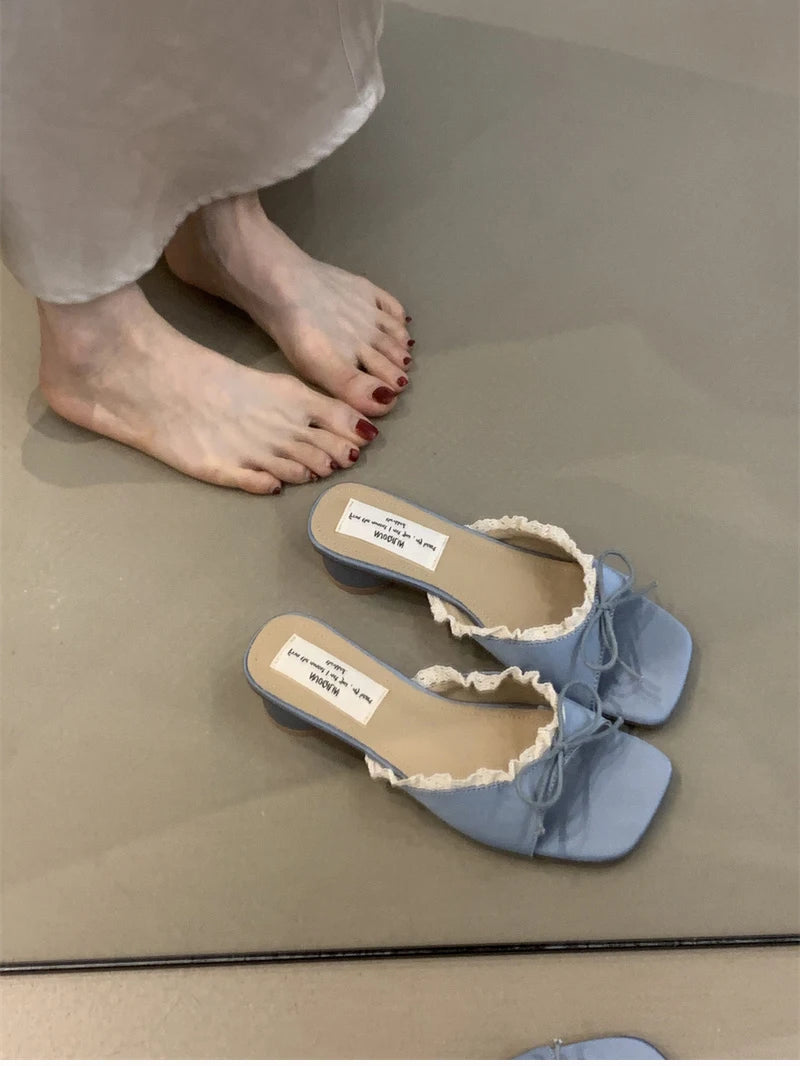 Women's Designer Butterfly-Knot Lace Slippers