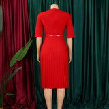The "Athena" Pleated Maxi – Elegant V-Neck African Evening Gown