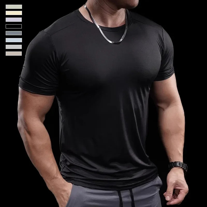 Men’s High-Elastic Running T-Shirt | Quick-Drying Gym Fitness Training Top