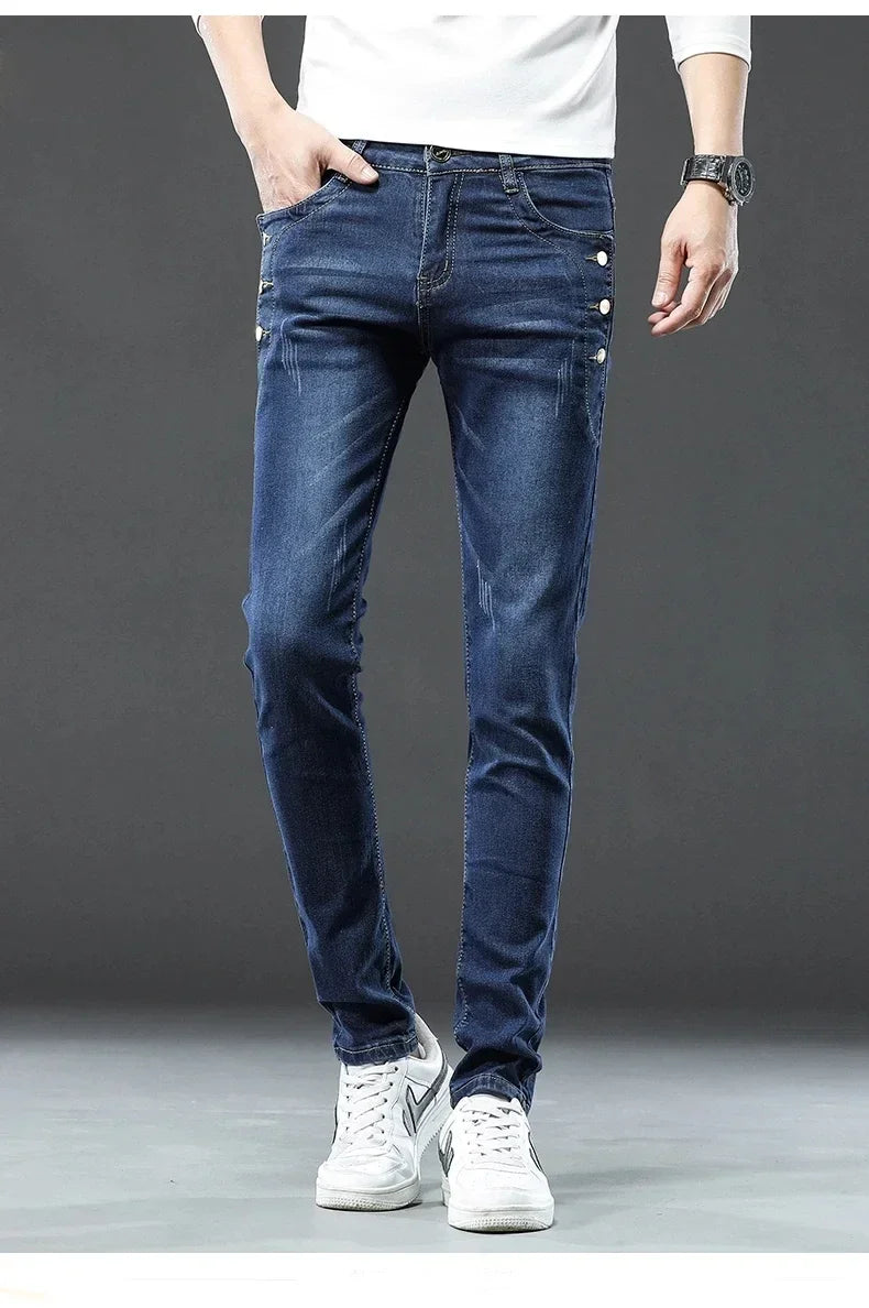 Vintage Snowflake Wash Jeans | Men's Designer Korean Fashion Slim Denim