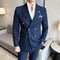 Luxury Men’s Checkered 2-Piece Suit – Double Breasted Slim Fit Business Set