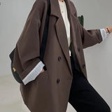 Women’s Vintage Loose Fit Blazer – Autumn Chic Double-Breasted Suit Jacket