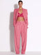 Women’s High-End Designer Suit Set – Single Button Blazer with Diamond Shape Striping & High Waist Pants