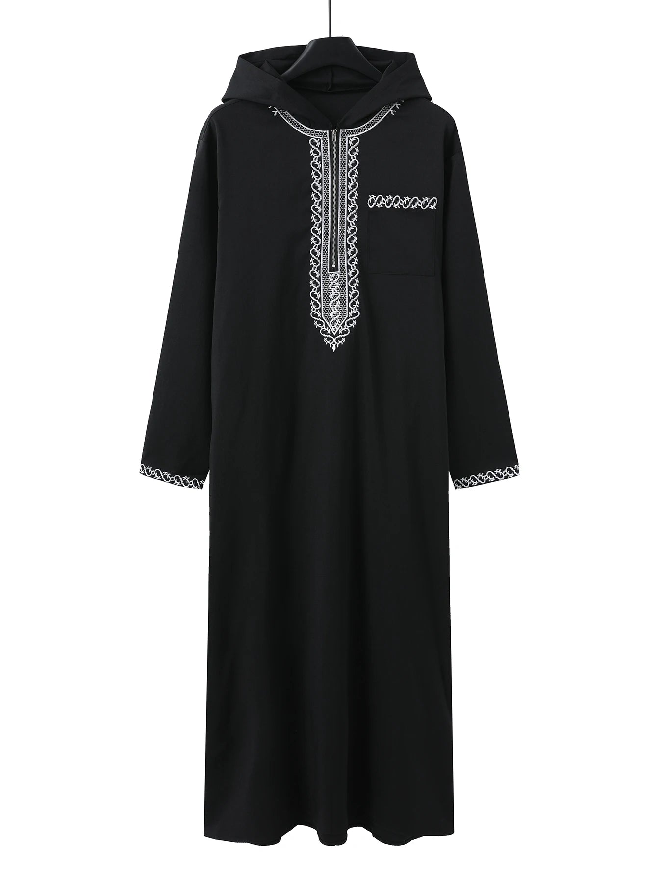 Luxuriöser bestickter Kapuzenbademantel für Herren – Langarm Muslimisches Thobe