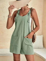 Women’s Casual Summer Romper – Loose Sleeveless Jumpsuit with Tie-Knot Straps