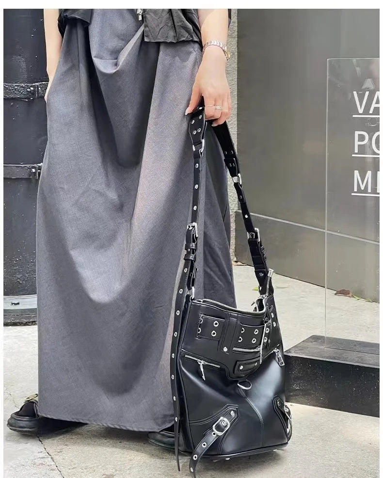 The Moto-Vault Silhouette Vintage Black Rivet Handbag
