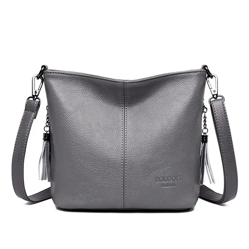 Luxuriöse Quasten-Leder-Umhängetasche | Hochwertige Damen-Beuteltasche